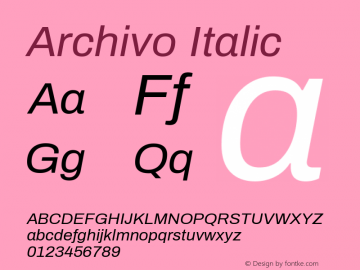 Archivo Italic Version 1.004; ttfautohint (v1.8)图片样张
