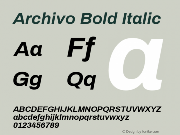 Archivo Bold Italic Version 1.004; ttfautohint (v1.8)图片样张