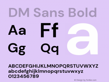 DM Sans Bold Version 1.100; ttfautohint (v1.8.2)图片样张