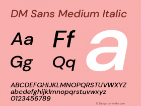 DM Sans Medium Italic Version 1.100; ttfautohint (v1.8.2)图片样张