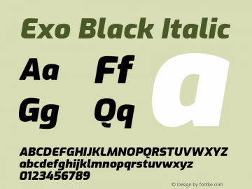 Exo Black Italic Version 1.500; ttfautohint (v1.6)图片样张
