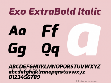 Exo ExtraBold Italic Version 1.500; ttfautohint (v1.6)图片样张