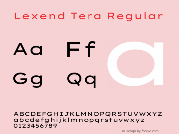 Lexend Tera Regular Version 1.001图片样张