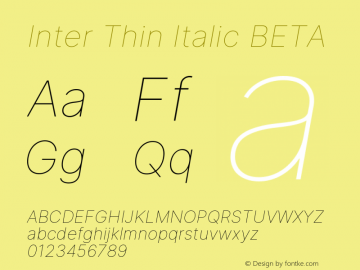 Inter Thin Italic BETA Version 3.010;git-aca7606f2图片样张