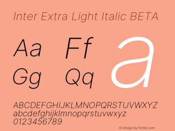 Inter Extra Light Italic BETA Version 3.010;git-aca7606f2图片样张