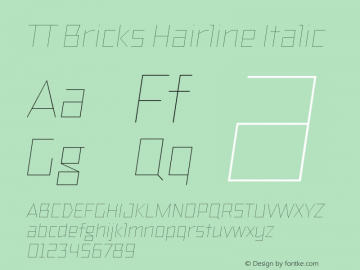 TTBricks-HairlineItalic Version 1.000图片样张