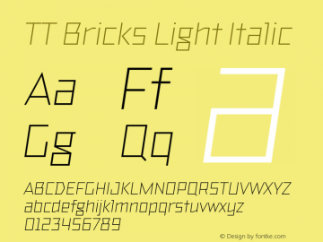 TTBricks-LightItalic Version 1.000图片样张