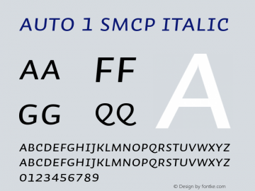 Auto 1 SmCp Italic Version 1.110;PS 001.110;hotconv 1.0.38;2004 Font Sample