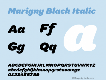 Marigny-BlackItalic Version 001.000 2014图片样张