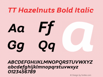 TTHazelnuts-BoldItalic Version 1.000图片样张