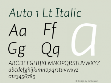Auto 1 Lt Italic Version 1.110;PS 001.110;hotconv 1.0.38;2004 Font Sample