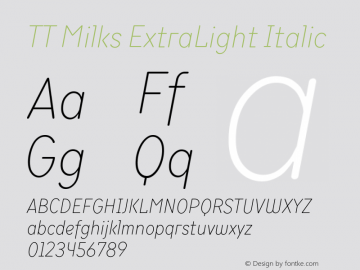 TTMilks-ExtraLightItalic Version 1.000图片样张