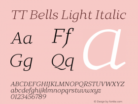 TTBells-LightItalic Version 1.000图片样张