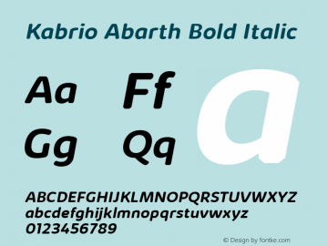 Kabrio Abarth Bold Italic Version 1.000图片样张