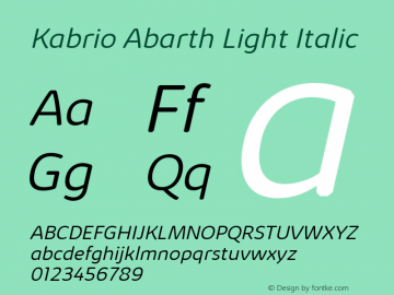 Kabrio Abarth Light Italic Version 1.000图片样张