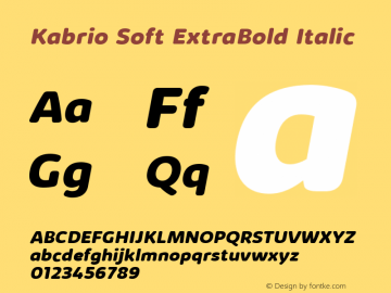 Kabrio Soft ExtraBold Italic Version 1.000图片样张