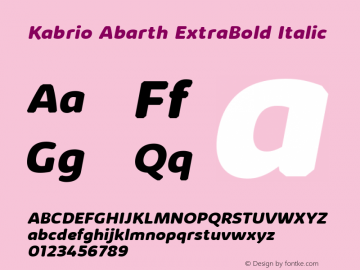 Kabrio Abarth ExtraBold Italic Version 1.000图片样张