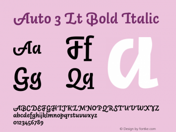 Auto 3 Lt Bold Italic Version 1.110;PS 001.110;hotconv 1.0.38;2004 Font Sample