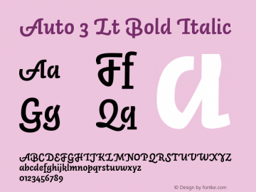 Auto 3 Lt Bold Italic Version 1.110;PS 001.110;hotconv 1.0.38;2004图片样张