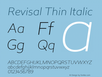 Revisal Thin Italic Version 1.000; Fonts for Free; vk.com/fontsforfree图片样张