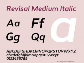 Revisal Medium Italic Version 1.000; Fonts for Free; vk.com/fontsforfree图片样张