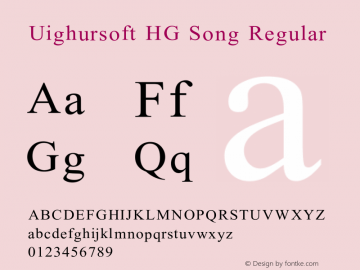 Uighursoft HG Song Regular Version 2.00 May 6, 2004 Font Sample