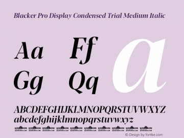 Blacker Pro Display Condensed Trial Medium Italic Version 1.000图片样张