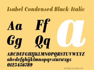 Isabel Condensed Black-Italic Version 1.000;PS 001.000;hotconv 1.0.88;makeotf.lib2.5.64775图片样张