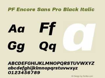 PFEncoreSansPro-BlackItalic Version 002.000图片样张