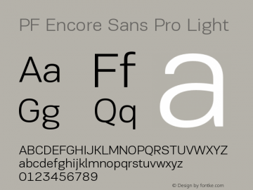 PFEncoreSansPro-Light Version 002.000图片样张