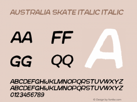 AustraliaSkateItalic Version 1.000;PS 001.001;hotconv 1.0.56图片样张