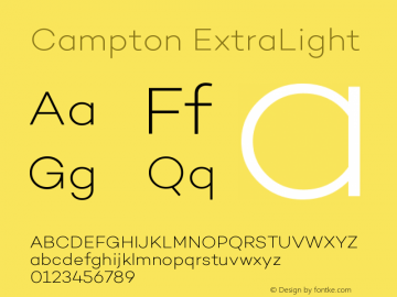 Campton ExtraLight Version 1.000;PS 001.000;hotconv 1.0.70;makeotf.lib2.5.58329图片样张