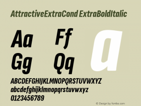 AttractiveExtraCond ExtraBoldItalic Version 3.001图片样张