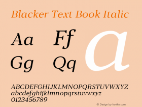 BlackerText-BookItalic Version 1.0 | w-rip DC20180110图片样张