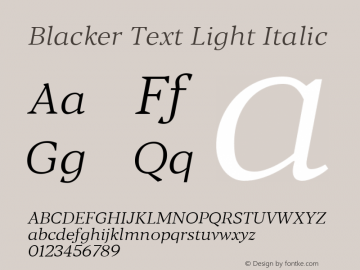 BlackerText-LightItalic Version 1.0 | w-rip DC20180110图片样张