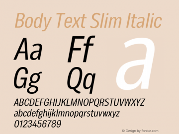 BodyText-SlimItalic Version 1.006图片样张