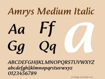 Amrys Medium Italic Version 1.00, build 18, g2.5.2.1158, s3图片样张