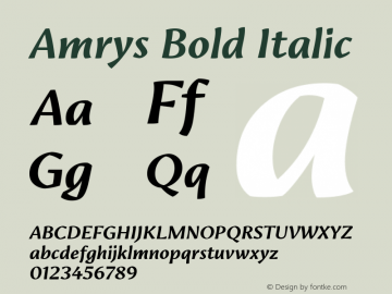 Amrys Bold Italic Version 1.00, build 18, g2.5.2.1158, s3图片样张