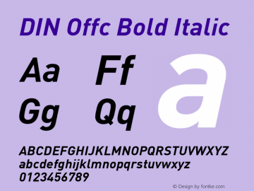 DIN Offc Bold Italic Version 7.504; 2009; Build 1022图片样张