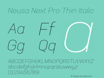 NeusaNextPro-ThinItalic Version 1.002图片样张