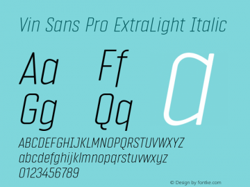 VinSansPro-ExtraLightItalic Version 1.000图片样张