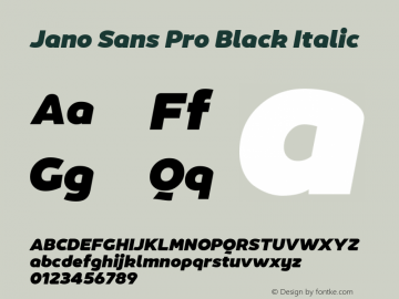 JanoSansPro-BlackItalic Version 3.002;PS 003.002;hotconv 1.0.88;makeotf.lib2.5.64775图片样张