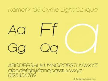 Kamerik105Cyrillic-LightOblique Version 1.001图片样张