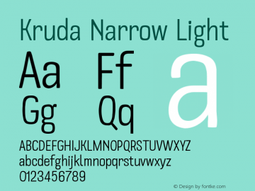 Kruda-NarrowLight Version 1.000;PS 001.000;hotconv 1.0.88;makeotf.lib2.5.64775图片样张