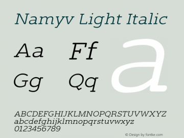 Namyv-LightItalic Version 1.000图片样张