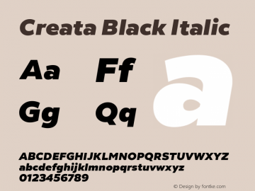 Creata-BlackItalic Version 1.0 | wf-rip by RD图片样张