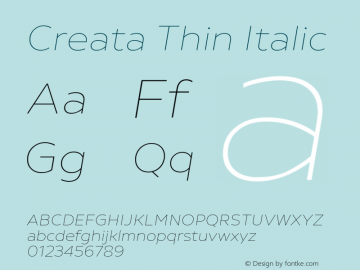 Creata-ThinItalic Version 1.0 | wf-rip by RD图片样张