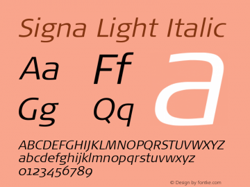 Signa-LightItalic Version 7.504图片样张