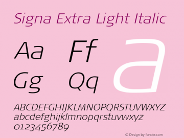 Signa-ExtraLightItalic Version 7.504图片样张