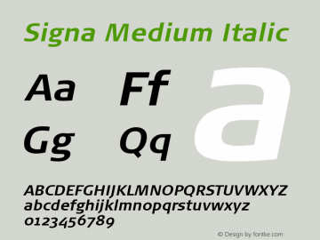 Signa-MediumItalic Version 7.504图片样张